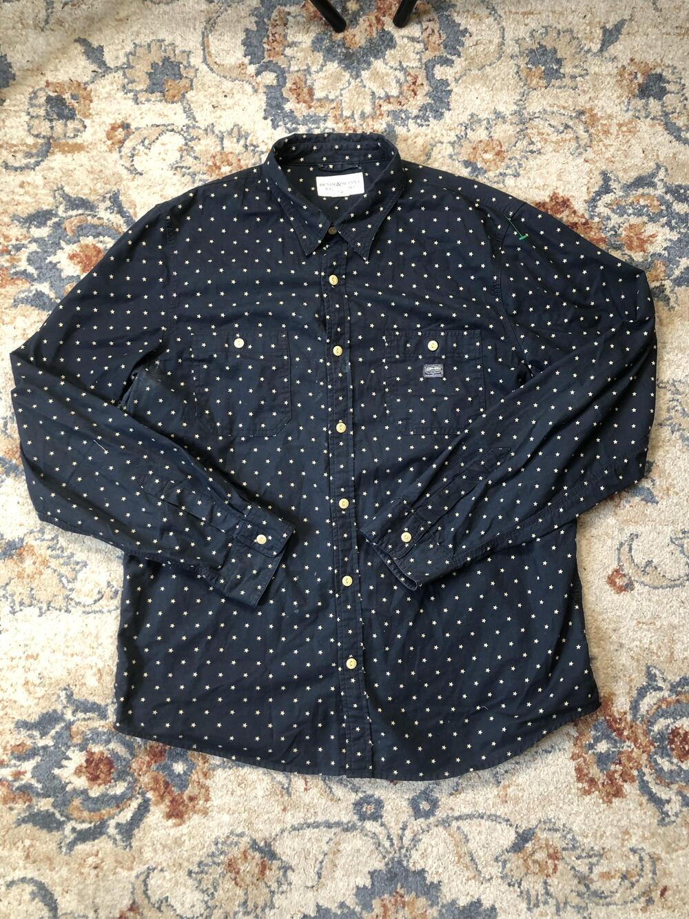 Denim & Supply Ralph Lauren Shirt Mens 2XL Navy Blue Star Print Western Cotton